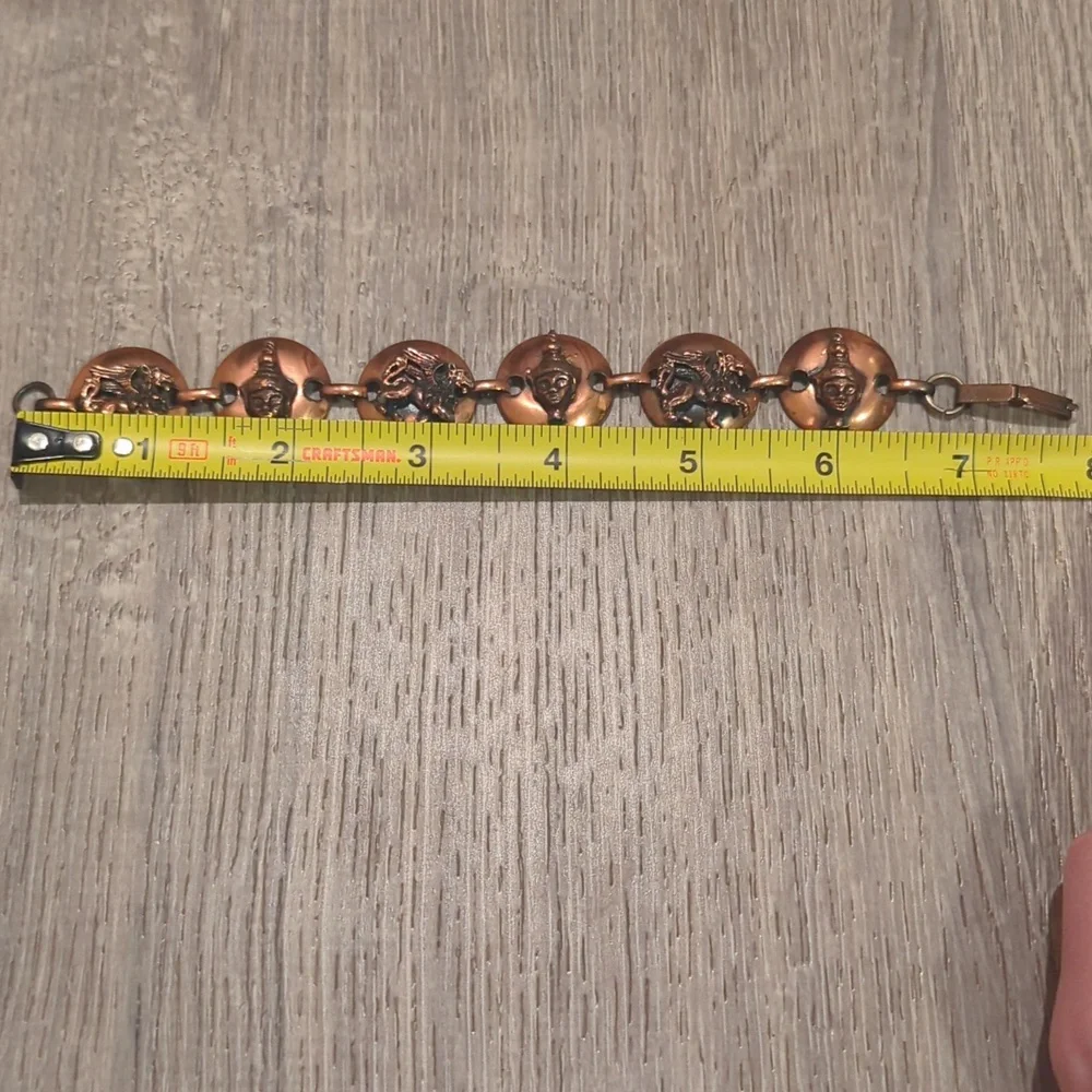 Vintage Copper Siam Griffin Link Bracelet 7